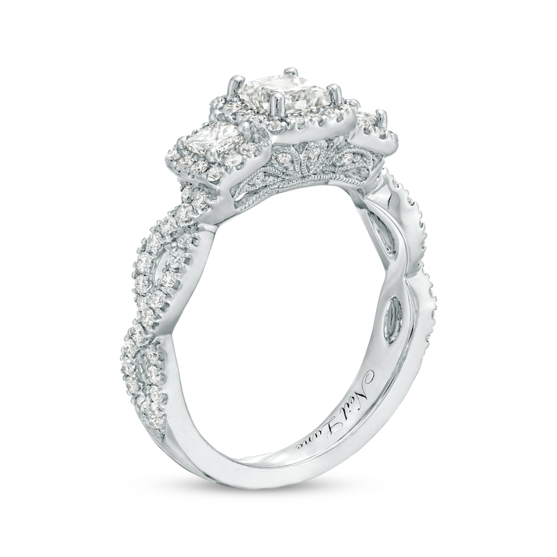 Main Image 2 of Previously Owned Neil Lane 3-Stone Engagement Ring 1-1/8 ct tw Princess & Round-cut Diamonds 14K White Gold