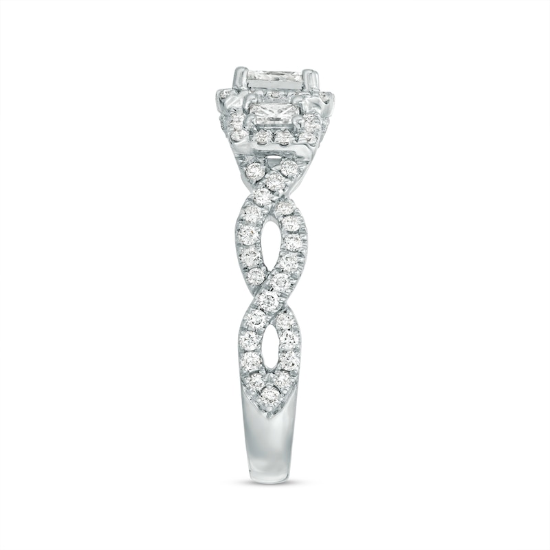 Main Image 3 of Previously Owned Neil Lane 3-Stone Engagement Ring 1-1/8 ct tw Princess & Round-cut Diamonds 14K White Gold