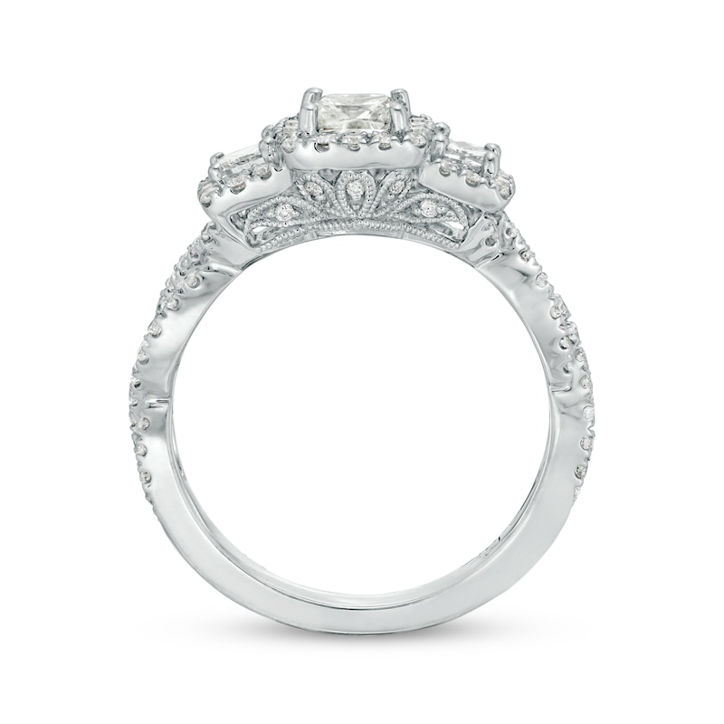 Main Image 4 of Previously Owned Neil Lane 3-Stone Engagement Ring 1-1/8 ct tw Princess & Round-cut Diamonds 14K White Gold