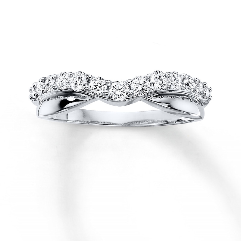 Main Image 1 of Previously Owned Diamond Contour Band 1/2 ct tw Round-cut 14K White Gold