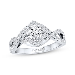 Previously Owned THE LEO Diamond Engagement Ring 1 ct tw Princess & Round-cut 14K White Gold