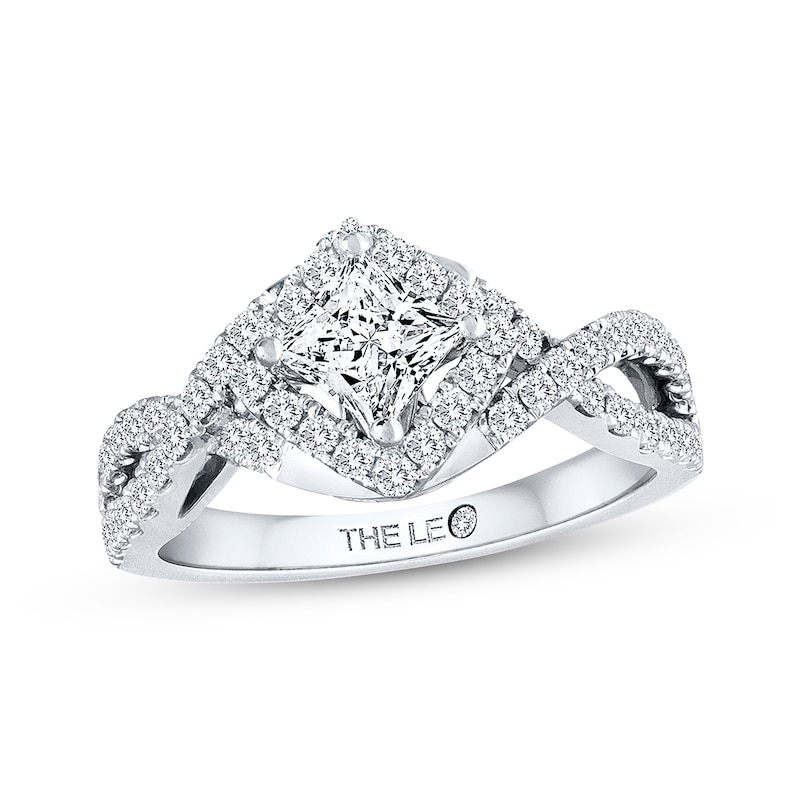 Main Image 1 of Previously Owned THE LEO Diamond Engagement Ring 1 ct tw Princess & Round-cut 14K White Gold