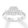 Thumbnail Image 1 of Previously Owned Diamond Engagement Ring 1 ct tw Princess/Round 14K White Gold