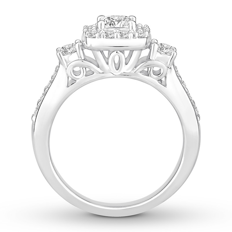 Main Image 2 of Previously Owned Diamond Engagement Ring 1 ct tw Princess/Round 14K White Gold