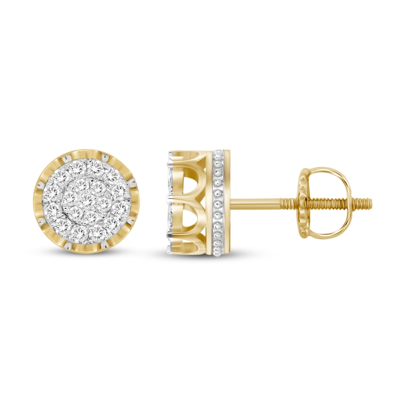 Main Image 2 of Previously Owned Men's Diamond Earrings 1/2 ct tw 10K Yellow Gold