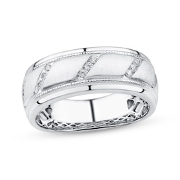 Previously Owned Men's Diamond Wedding Band 1/5 ct tw Round-cut 10K White Gold