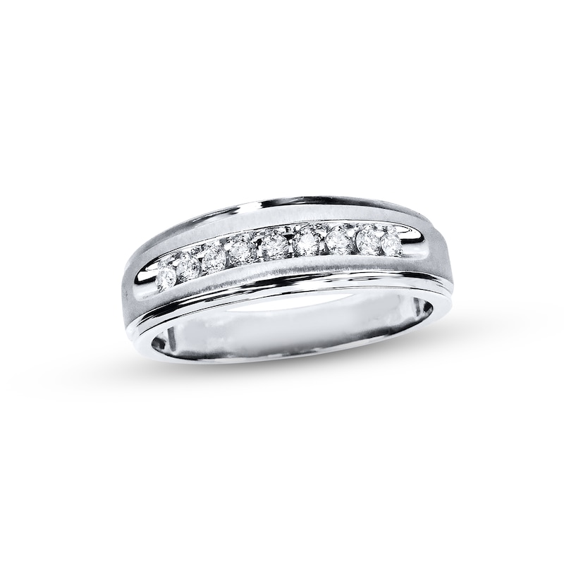 Main Image 1 of Previously Owned Men's Diamond Wedding Band 1/4 ct tw 10K White Gold