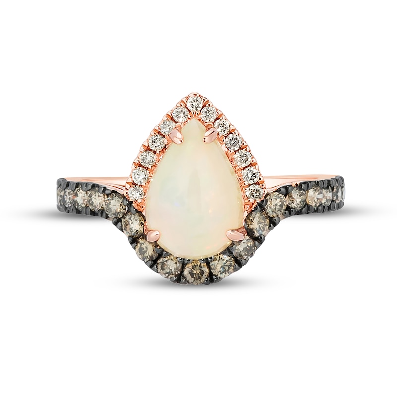 Main Image 4 of Previously Owned Le Vian Opal Ring 3/4 ct tw Diamonds Pear-shaped 14K Strawberry Gold