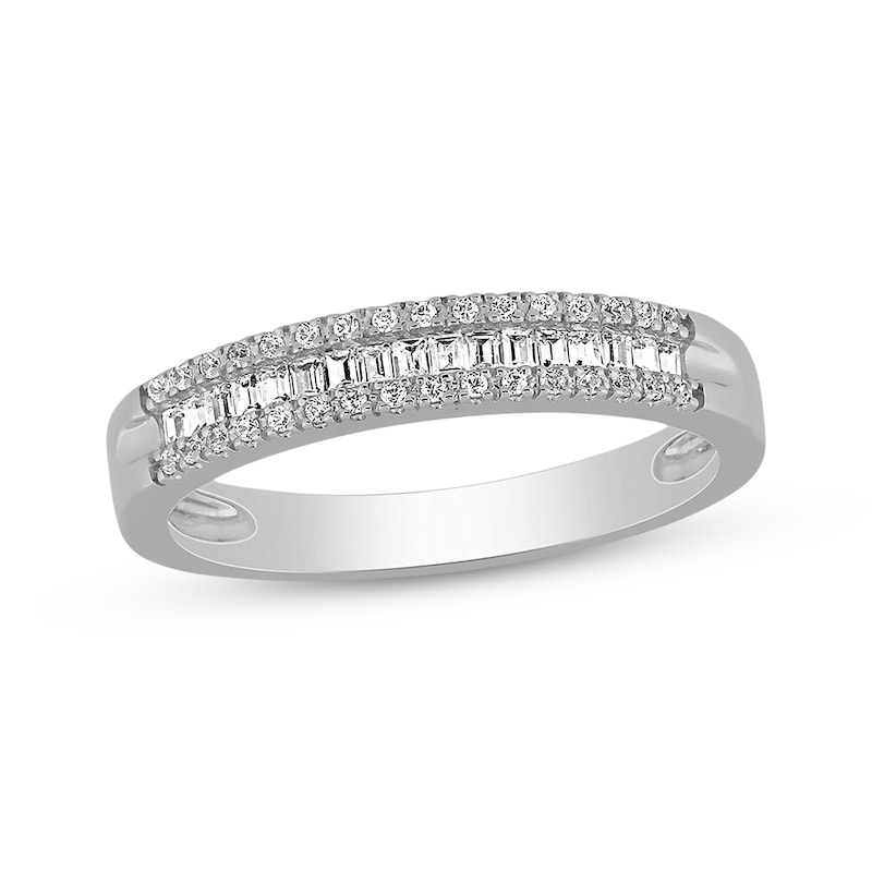 Main Image 1 of Previously Owned Diamond Anniversary Band 1/5 cttw Round and Baguette-Cut 10K White Gold