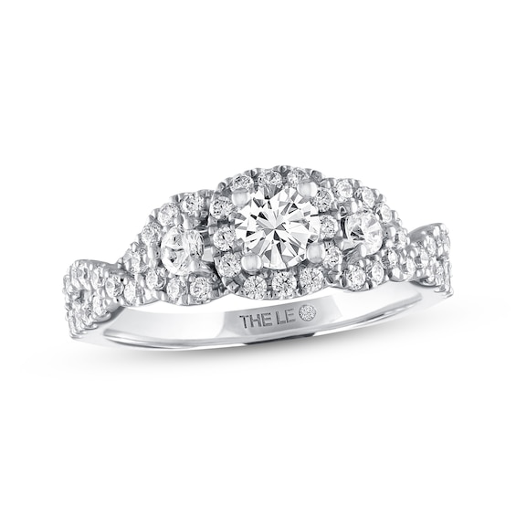 Previously Owned THE LEO Diamond Three-Stone Engagement Ring 1 ct tw Round-cut 14K White Gold