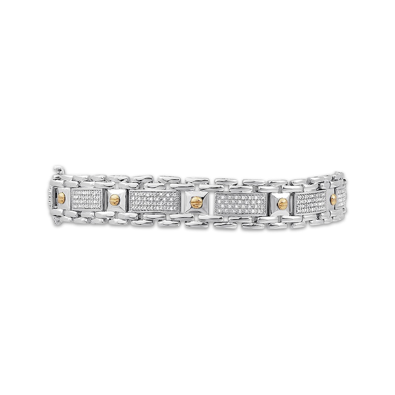 Main Image 2 of Previously Owned Men's Diamond Bracelet 1/2 ct tw Round Sterling Silver & 10K Yellow Gold 8.5&quot;