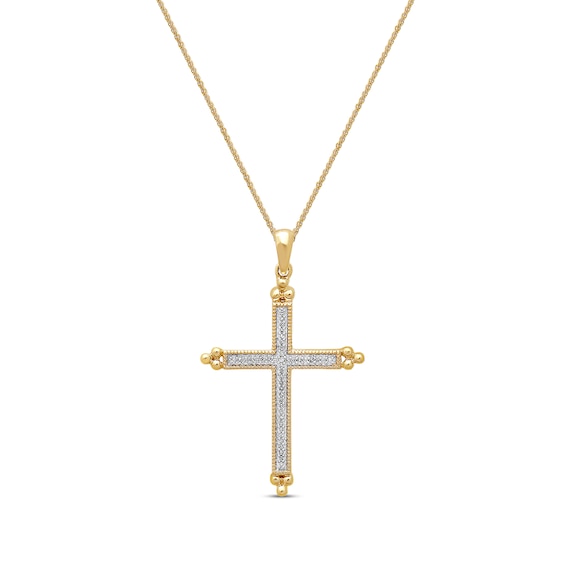 Previously Owned 1/15 ct Diamond Cross Necklace 10K Yellow Gold