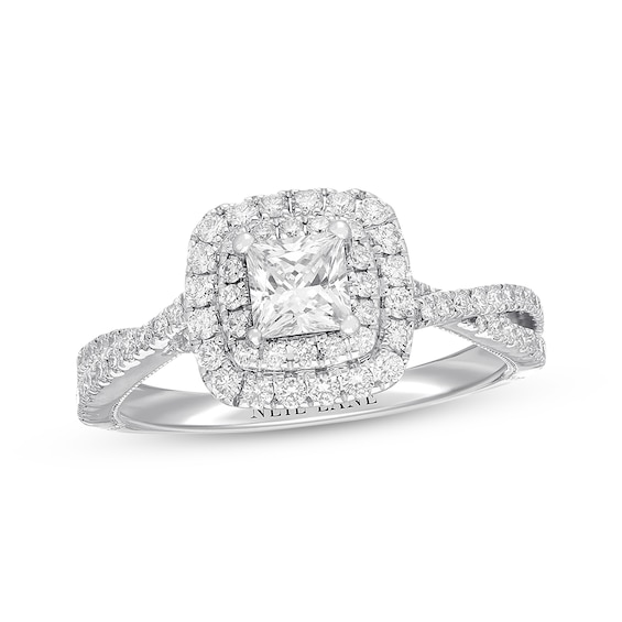 Previously Owned Neil Lane Diamond Engagement Ring 1 ct tw Princess & Round-cut 14K White Gold - Size 9.5
