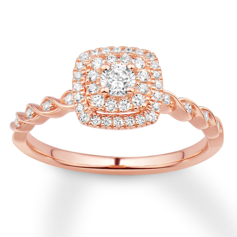 Main Image 1 of Previously Owned Diamond Engagement Ring 1/3 ct tw Round-cut 10K Rose Gold Size 10