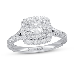 Previously Owned Neil Lane Premiere Diamond Engagement Ring 1 ct tw Princess & Round-cut 14K White Gold - Size 4