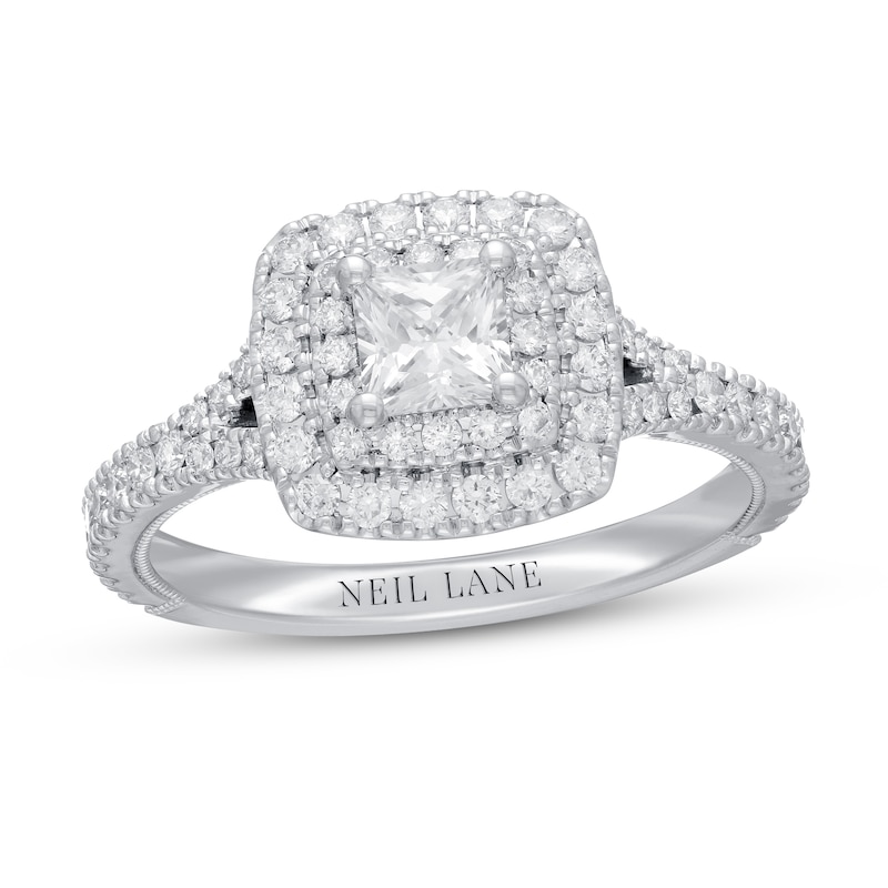 Main Image 1 of Previously Owned Neil Lane Premiere Diamond Engagement Ring 1 ct tw Princess & Round-cut 14K White Gold - Size 4