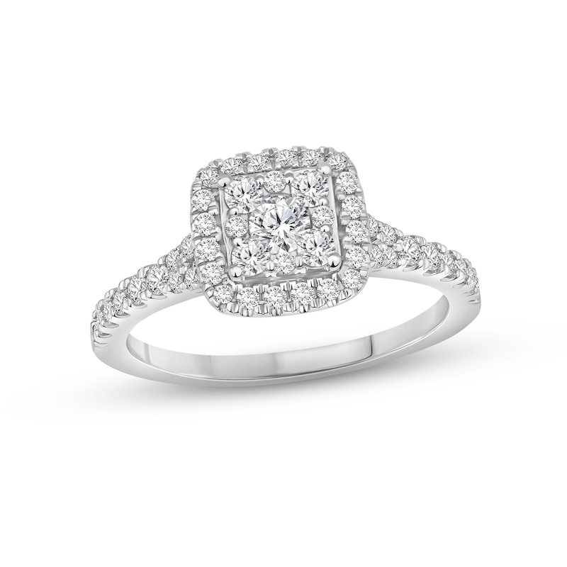 Main Image 1 of Previously Owned Diamond Engagement Ring 3/4 ct tw Round-cut 10K White Gold