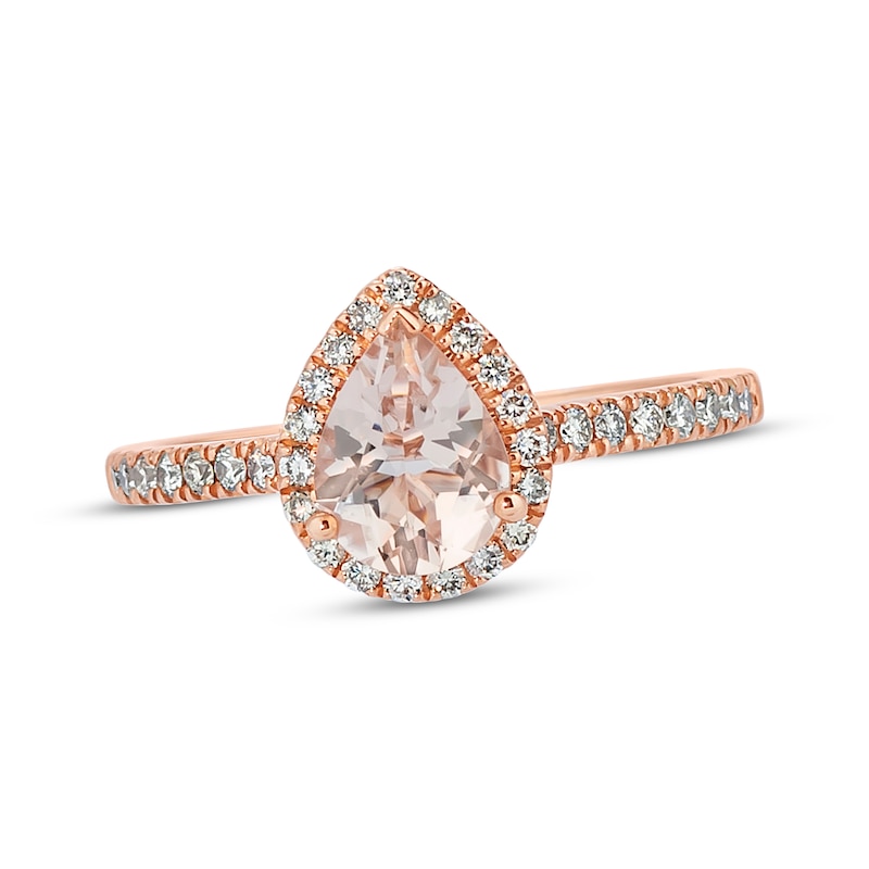 Main Image 1 of Previously Owned Le Vian Morganite Ring 1/3 ct tw Diamonds 14K Strawberry Gold