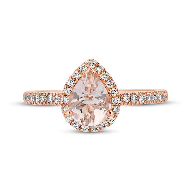 Main Image 4 of Previously Owned Le Vian Morganite Ring 1/3 ct tw Diamonds 14K Strawberry Gold