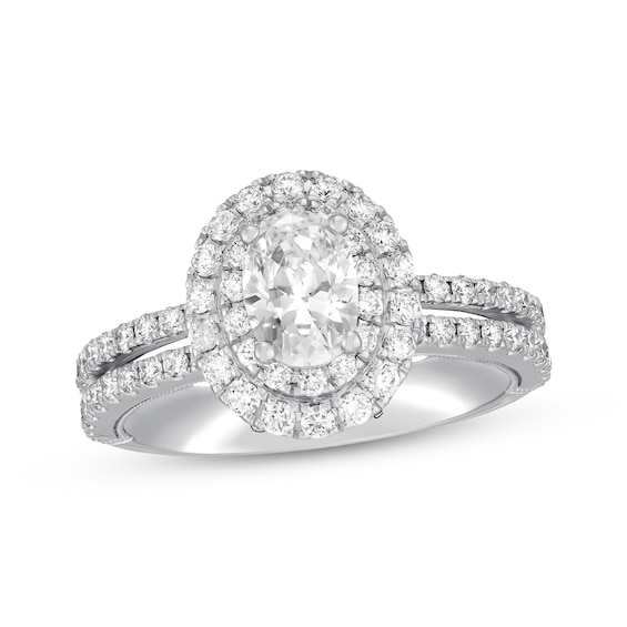 Previously Owned Neil Lane Diamond Engagement Ring 1-3/4 ct tw Oval & Round-cut 14K White Gold - Size 5