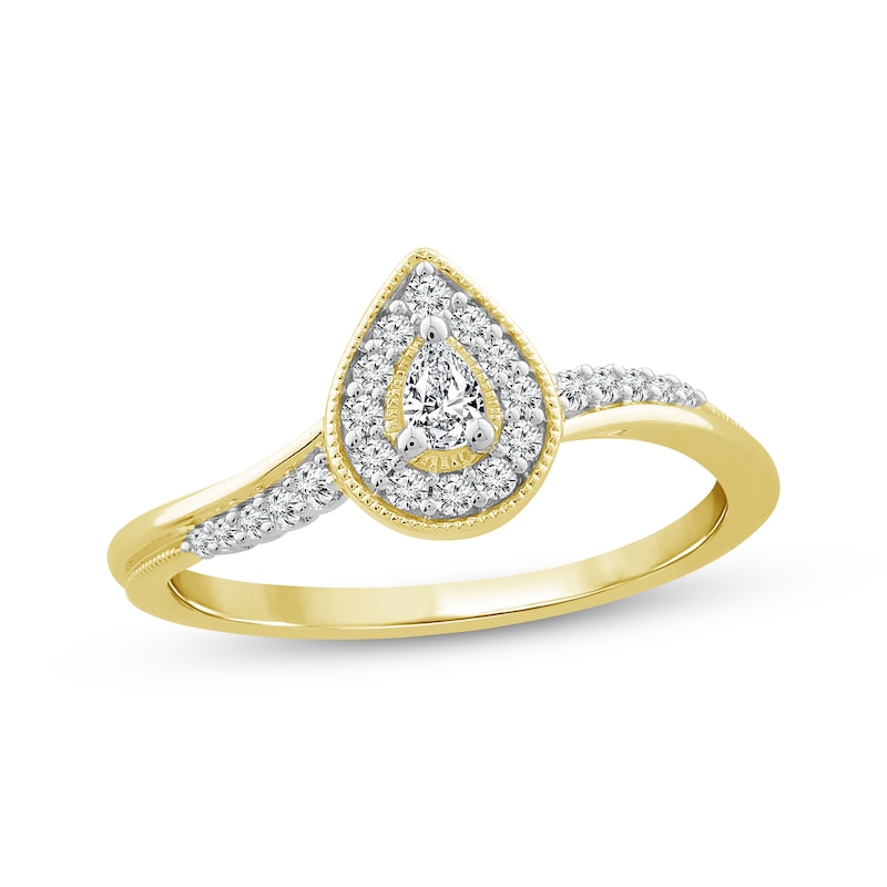 Main Image 1 of Previously Owned Diamond Promise Ring 1/4 ct tw Pear/Round 10K Yellow Gold