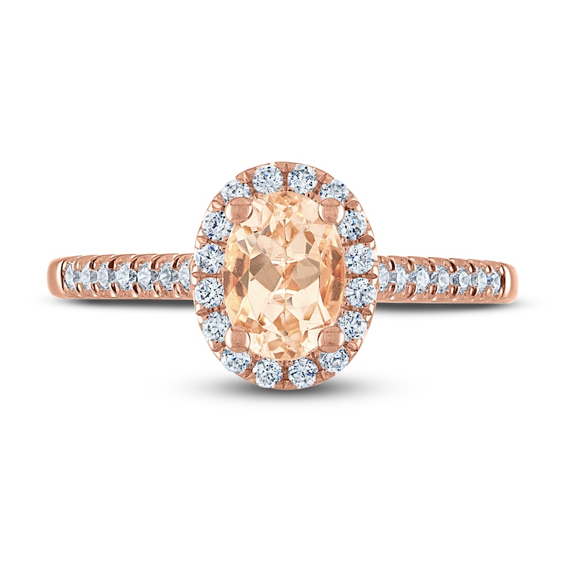 Previously Owned Oval Morganite Engagement Ring 1/4 ct tw Diamonds 14K Rose Gold