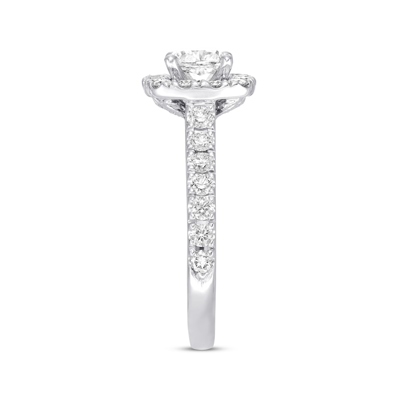 Previously Owned Neil Lane Diamond Engagement Ring 1-3/8 ct tw Cushion & Round-cut 14K White Gold - Size 5.75