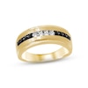 Thumbnail Image 1 of Previously Owned Men's Black & White Diamond Wedding Band 1/2 cttw 10K Yellow Gold