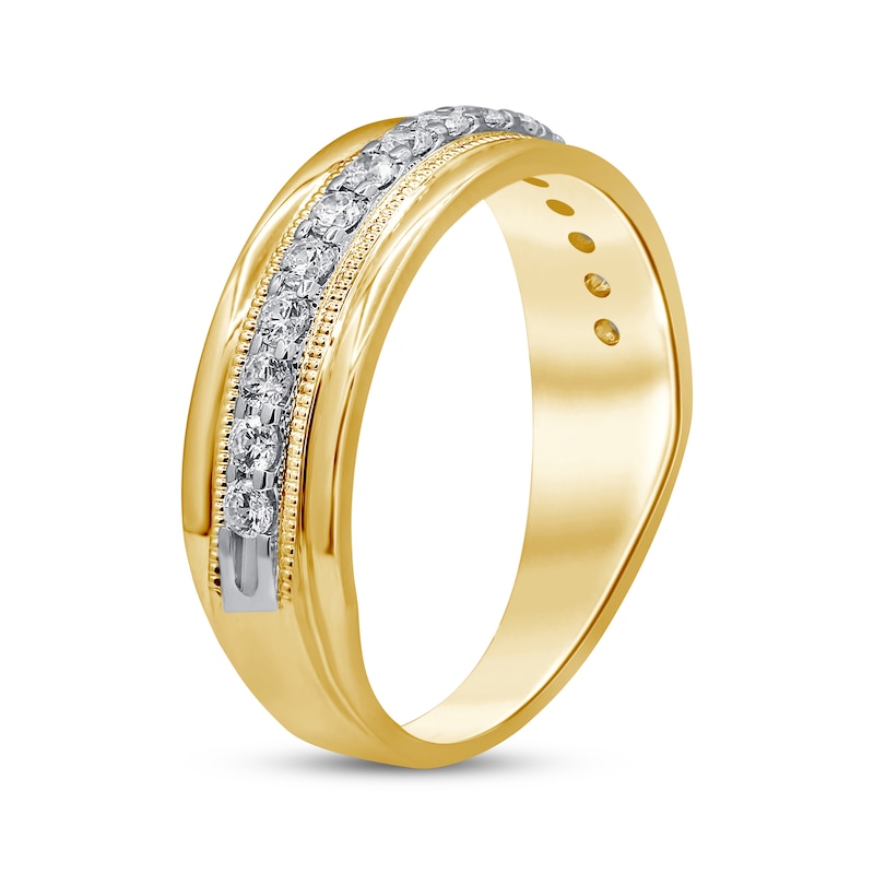 Main Image 2 of Previously Owned Men's Diamond Wedding Band 1/2 ct tw Round-cut 10K Yellow Gold