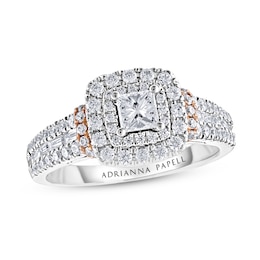 Previously Owned Adrianna Papell Diamond Engagement Ring 1 ct tw Princess, Baguette & Round-cut 14K Two-Tone Gold