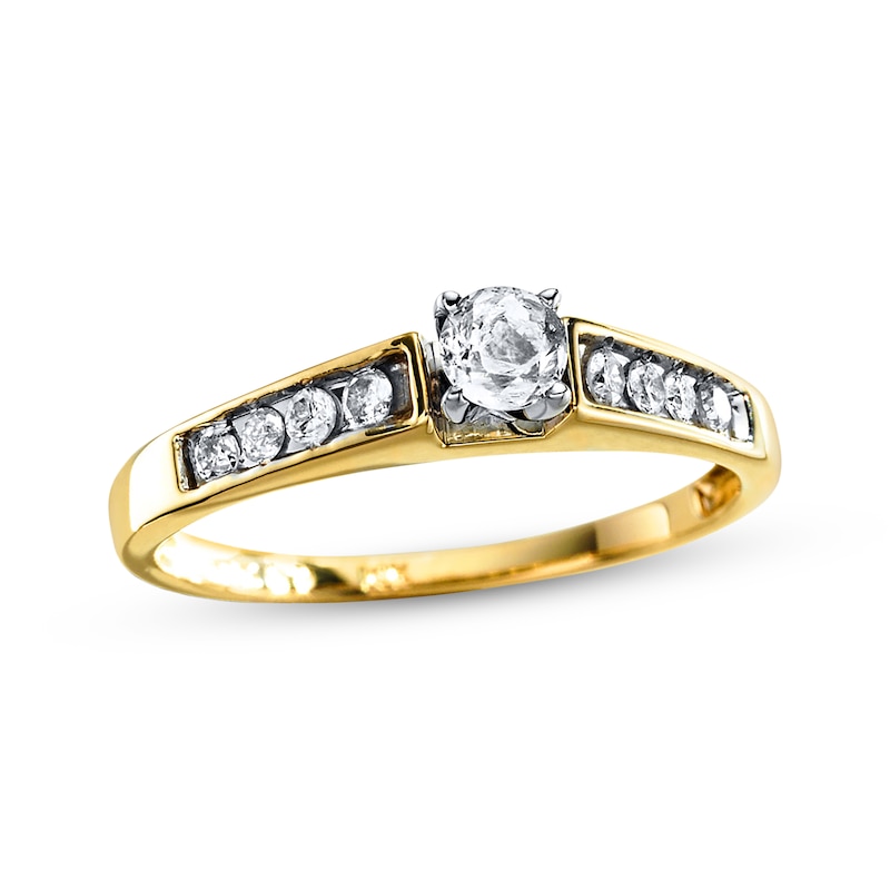 Main Image 1 of Previously Owned Diamond Engagement Ring 1/3 ct tw Round-cut 14K Yellow Gold - Size 10.25