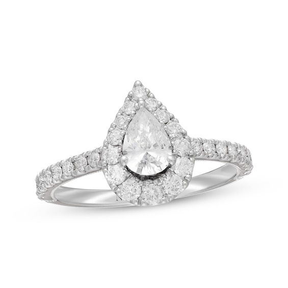 Previously Owned Neil Lane Diamond Engagement Ring 1 ct tw Pear & Round 14K White Gold - Size 10.5