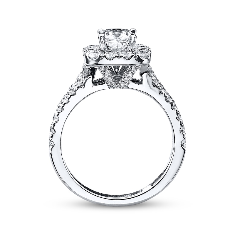 Main Image 3 of Previously Owned Neil Lane Engagement Ring 2-1/6 ct tw Cushion & Round-cut Diamond 14K White Gold - Size 4