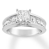 Thumbnail Image 1 of Previously Owned Diamond Engagement Ring 1-3/4 ct tw Princess/Round-cut 14K White Gold - Size 10.75