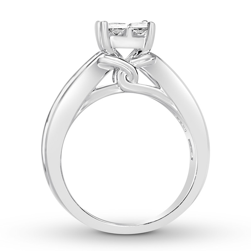 Main Image 3 of Previously Owned Diamond Engagement Ring 1-3/4 ct tw Princess/Round-cut 14K White Gold - Size 10.75