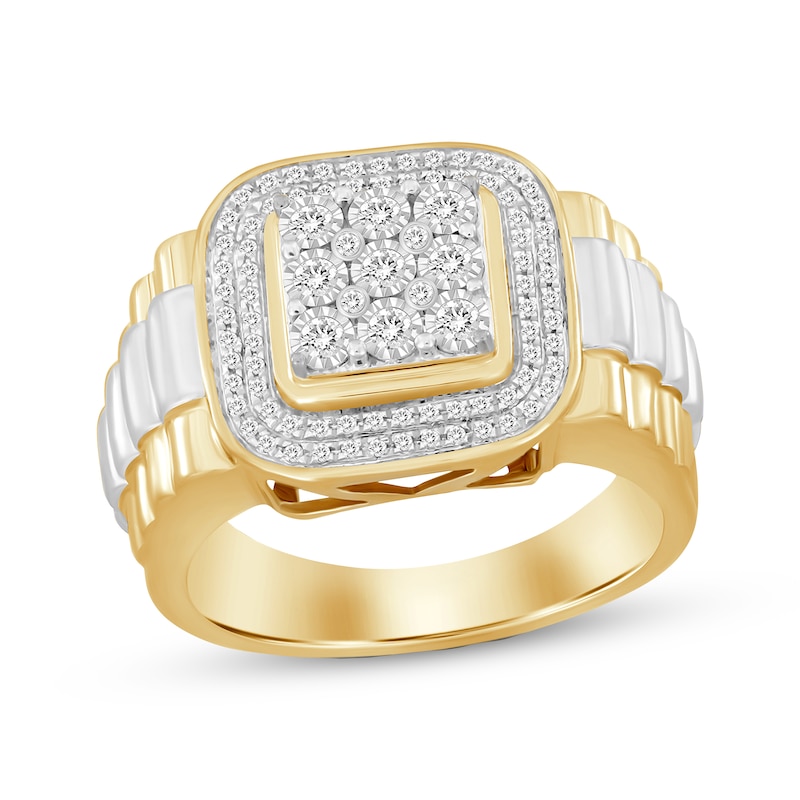 Previously Owned Men's Diamond Fashion Ring 1/4 ct tw Round-cut 10K Two-Tone Gold
