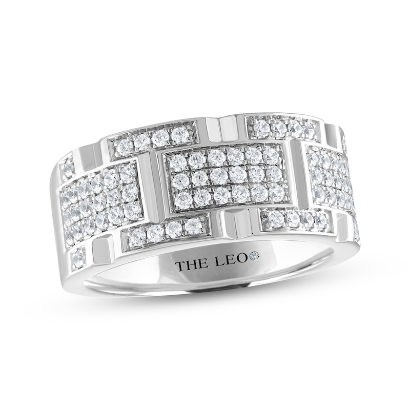 Main Image 1 of Previously Owned THE LEO Diamond Men's Wedding Band 3/4 ct tw Round-cut 14K White Gold