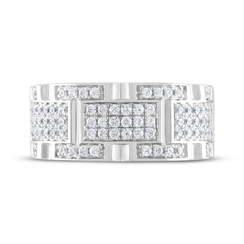 Main Image 3 of Previously Owned THE LEO Diamond Men's Wedding Band 3/4 ct tw Round-cut 14K White Gold