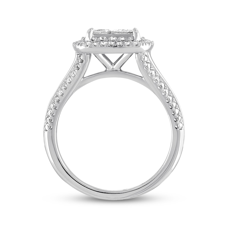 Previously Owned Diamond Engagement Ring 1-1/2 ct tw Princess & Round 14K White Gold - Size 9.5