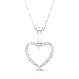 Previously Owned Diamond Heart Necklace 1/10 ct tw Round-Cut 10K White Gold 18&quot;