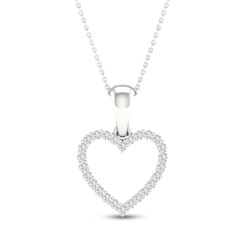 Main Image 1 of Previously Owned Diamond Heart Necklace 1/10 ct tw Round-Cut 10K White Gold 18&quot;