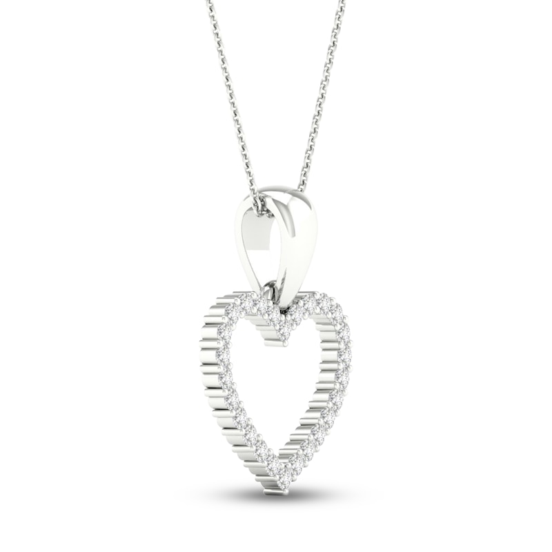 Main Image 3 of Previously Owned Diamond Heart Necklace 1/10 ct tw Round-Cut 10K White Gold 18&quot;