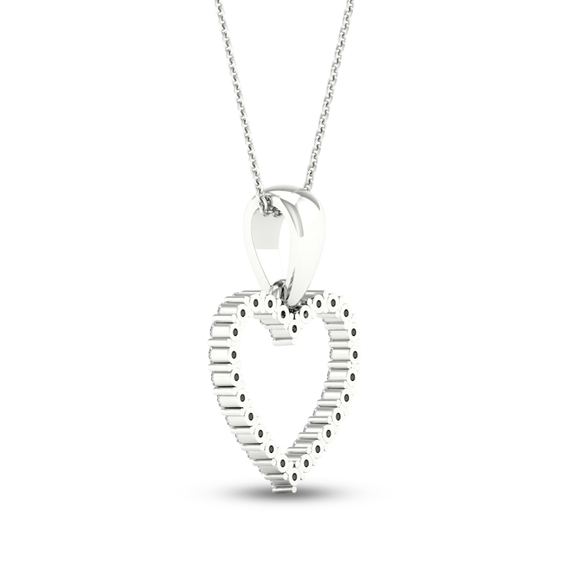 Main Image 4 of Previously Owned Diamond Heart Necklace 1/10 ct tw Round-Cut 10K White Gold 18&quot;