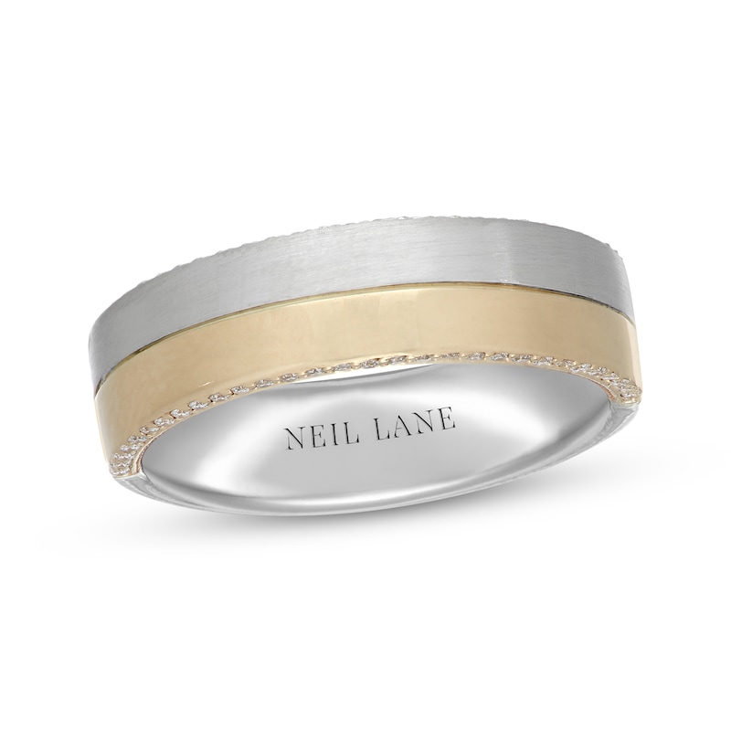 Main Image 1 of Previously Owned Neil Lane Men's Diamond Wedding Band 1/5 ct tw Round-Cut 14K Two-Tone Gold