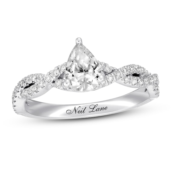 Previously Owned Neil Lane Diamond Engagement Ring 1 ct tw Pear & Round-cut 14K White Gold - Size 4.5