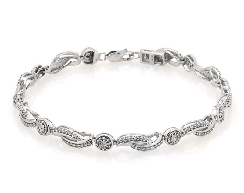 Main Image 1 of Previously Owned Diamond Link Bracelet 1 ct tw 10K White Gold 7&quot;