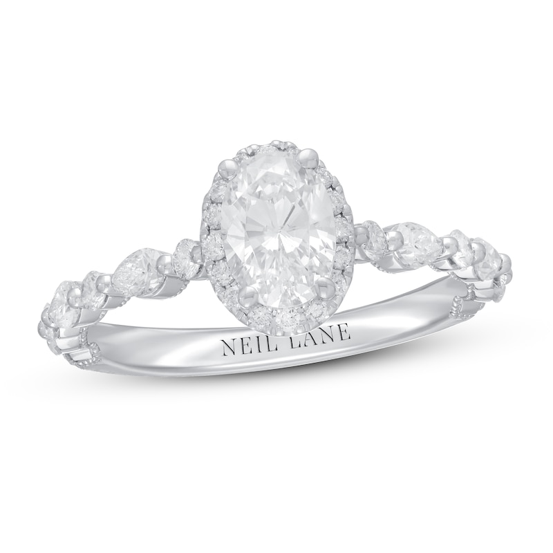 Main Image 1 of Previously Owned Neil Lane Premiere Diamond Engagement Ring 1-1/2 ct tw Oval 14K White Gold - Size 5