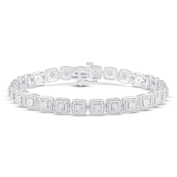Previously Owned Diamond Cushion Line Bracelet 1 ct tw Round-cut 10K White Gold 7.25"