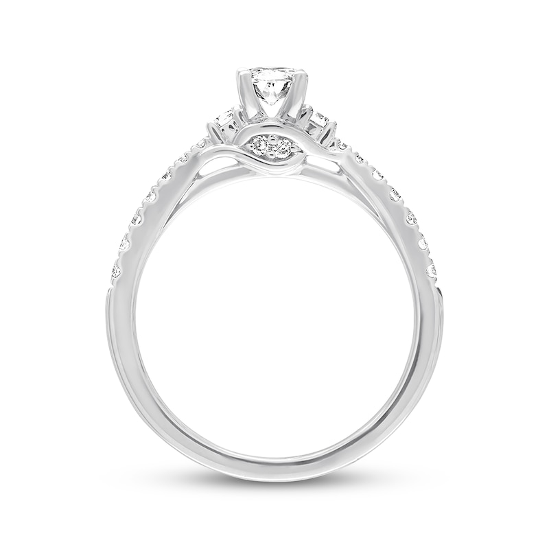 Main Image 3 of Previously Owned Ever Us Diamond Engagement Ring 5/8 ct tw Oval & Round-cut 14K White Gold