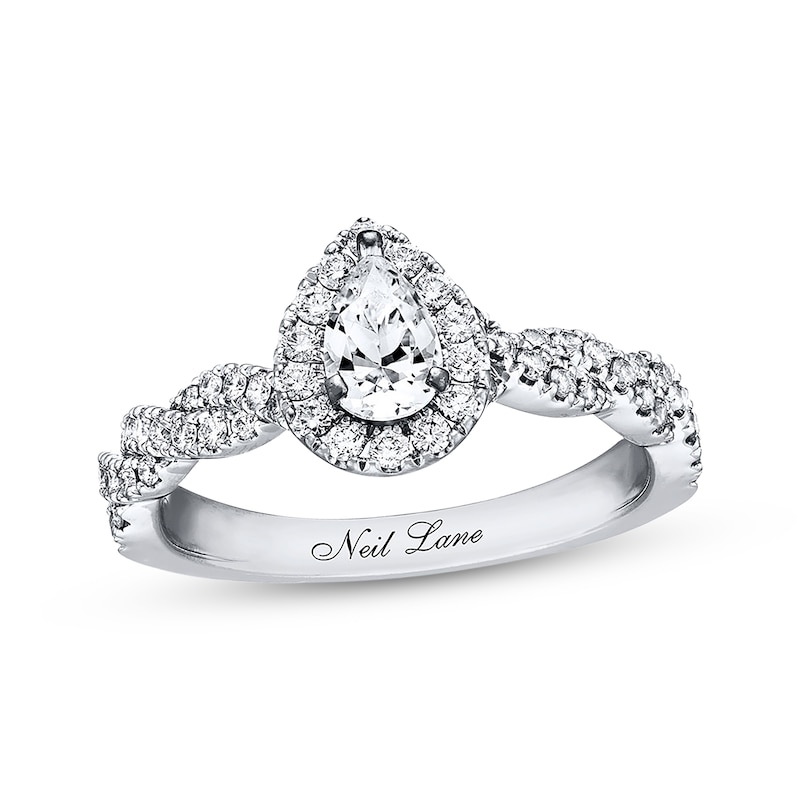 Main Image 1 of Previously Owned Neil Lane Pear-Shaped Diamond Engagement Ring 3/4 ct tw 14K White Gold - Size 10.5